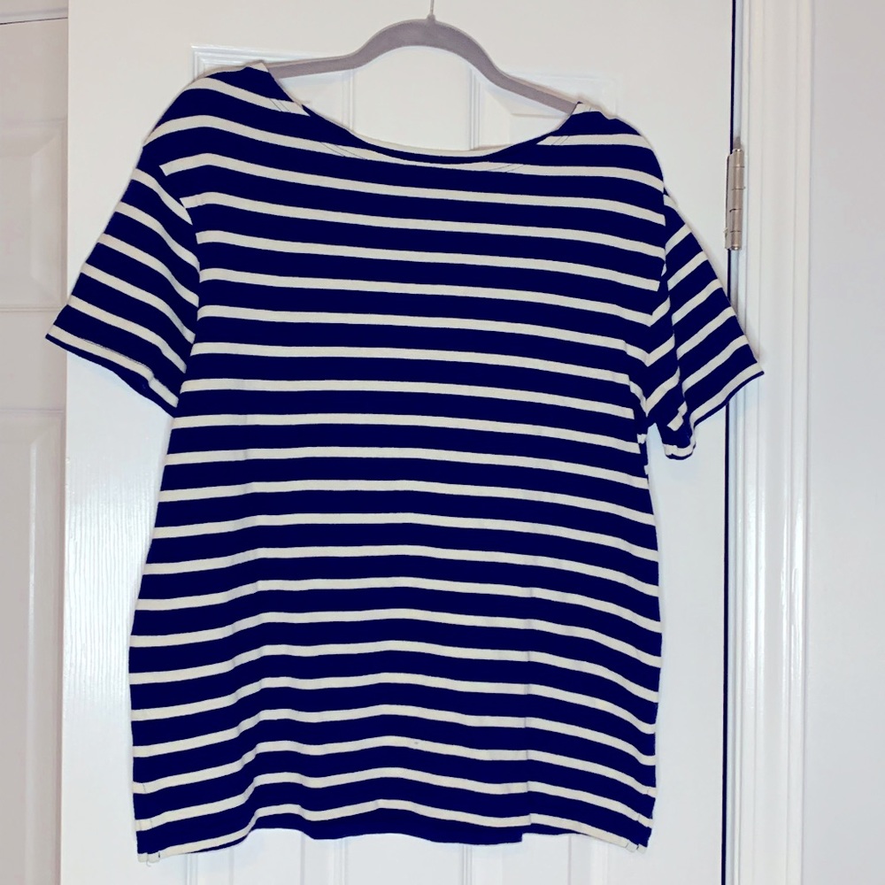 Navy & White Stripe Old Navy Shirt - Size Large